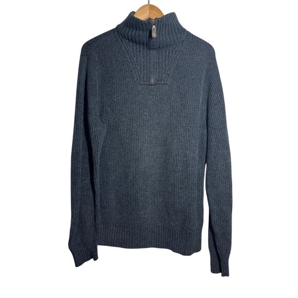 Eddie Bauer Men M Blue Pullover Quarter Zip Classic Vintage Preppy - Picture 1 of 7